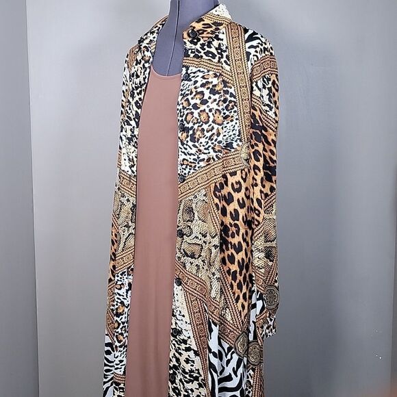 NWOT Attitudes by Renee Regular Duster & Sleeveless Maxi Dress Set Sz XXS - Picture 2 of 16